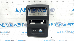 Rear center console trim for Audi Q5 80A 18-24 black with lower trim for USB Hub and cigarette lighter