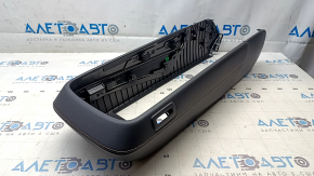 Upper center console trim for Nissan Ariya 23-25, black leather, with button