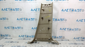 Lower left center pillar trim for Nissan Pathfinder 13-20 beige, type 2, scratched, plastic turned white