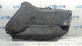 The left underbody protection of a Honda CRV 20-22 AWD is worn and has tears.