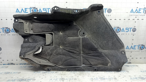 The left underbody protection of a Honda CRV 20-22 AWD is worn and has tears.