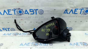 Left side mirror assembly for Audi A6 C8 19-25, 15+2 pins, turn signal, heated, auto-dimming, auto-folding, camera, BSM, blue, no mirror, crack in housing, worn