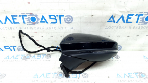 Left side mirror assembly for Audi A6 C8 19-25, 15+2 pins, turn signal, heated, auto-dimming, auto-folding, camera, BSM, blue, no mirror, crack in housing, worn