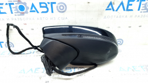 Left side mirror assembly for Audi A6 C8 19-25, 15+2 pins, turn signal, heated, auto-dimming, auto-folding, camera, BSM, blue, no mirror, crack in housing, worn