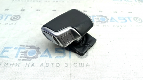 Audi A6 C8 19-25 gear knob, dark gray leather with gray stitching, with overlay, worn