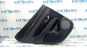 Rear left door panel for Hyundai Tucson 2022-2024, black leather with black cloth insert, black leather armrest, chrome molding with black gloss, with handle, scratches, dents