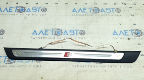Audi A6 C8 19-25 black outer door sill trim with chrome insert and backlight, S-Line, scratches, dents on chrome