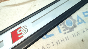 Audi A6 C8 19-25 black outer door sill trim with chrome insert and backlight, S-Line, scratches, dents on chrome