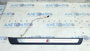 Audi A6 C8 19-25 black outer door sill trim with chrome insert and backlight, S-Line, scratches
