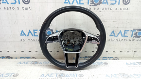 Audi A6 C8 19-25 leather steering wheel, dark gray with gray stitching and heating, Sport, glossy with chrome inserts, no buttons, scratches