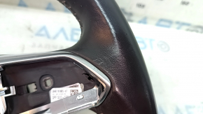 Audi A6 C8 19-25 leather steering wheel, dark gray with gray stitching and heating, Sport, glossy with chrome inserts, no buttons, scratches