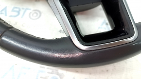 Audi A6 C8 19-25 leather steering wheel, dark gray with gray stitching and heating, Sport, glossy with chrome inserts, no buttons, scratches