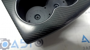Tesla Model S 16-20 center console armrest, gray, with cup holders, carbon fiber trim, scratches