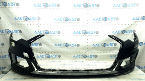 Bare front bumper for Audi A6 C8 19-23 with park assist and headlight washer, S-Line, without cap, blue, fake, scratches, broken fasteners