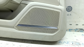Door trim, front left, Audi A6 C8 19-24, light gray, light gray leather insert, light gray leather armrest, dark gray leather upper, chrome molding with backlight, Bang & Oluf, with handle, central
