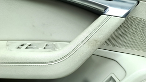 Door trim, front left, Audi A6 C8 19-24, light gray, light gray leather insert, light gray leather armrest, dark gray leather upper, chrome molding with backlight, Bang & Oluf, with handle, central