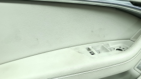 Door trim, front left, Audi A6 C8 19-24, light gray, light gray leather insert, light gray leather armrest, dark gray leather upper, chrome molding with backlight, Bang & Oluf, with handle, central