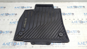 Audi E-Tron 19-23 passenger floor mat, black rubber with E-TRON lettering, worn