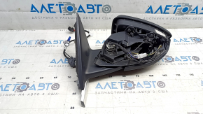 Left side mirror assembly for Audi E-Tron 19-23, 13+1 pins, heated, auto-dimming, BSM, camera with chrome molding, body-color, graphite LZ7S, no trim, crack