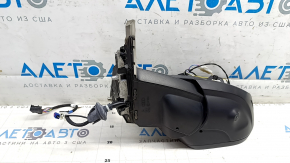 Left side mirror assembly for Audi E-Tron 19-23, 13+1 pins, heated, auto-dimming, BSM, camera with chrome molding, body-color, graphite LZ7S, no trim, crack