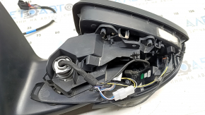 Left side mirror assembly for Audi E-Tron 19-23, 13+1 pins, heated, auto-dimming, BSM, camera with chrome molding, body-color, graphite LZ7S, no trim, crack