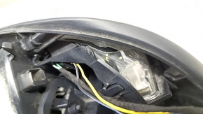 Left side mirror assembly for Audi E-Tron 19-23, 13+1 pins, heated, auto-dimming, BSM, camera with chrome molding, body-color, graphite LZ7S, no trim, crack