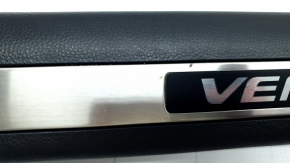 Illuminated front left door sill plate for Toyota Venza 21-24, black, film-covered, dented, plastic turned white