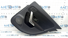 Door trim panel rear right Mercedes A-class V177 19-22 black, insert black Alcantara with red stitching, Burmester