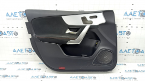 Door trim, front left, Mercedes A-class V177 19-22, black, Alcantara insert, black with red stitching for controls and seat heating, Burmester