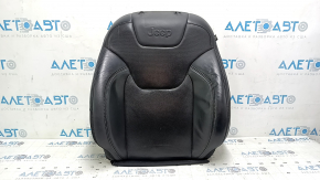 Jeep Cherokee KL 19-23 driver's seat upholstery, black leather, perforated, heated, dented leather