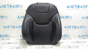 Jeep Cherokee KL 19-23 passenger seat upholstery, black leather, perforated, heated, scratched