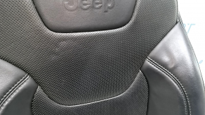 Jeep Cherokee KL 19-23 passenger seat upholstery, black leather, perforated, heated, scratched