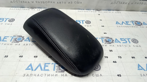 Nissan Leaf 13-17 leather armrest, black, blue stitching, marker marks