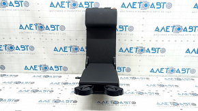 The back of the rear row of seats, 2nd row, central, Mercedes A-class V177 19-22, leather + Alcantara, black with red stitching, with cup holders, wrinkled