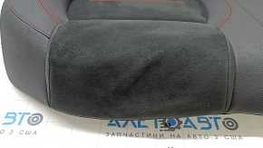 Rear seat cushion, 2nd row, Mercedes A-class V177 19-22, combined leather and Alcantara, black with red stitching, wrinkled, needs cleaning