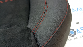 Rear seat cushion, 2nd row, Mercedes A-class V177 19-22, combined leather and Alcantara, black with red stitching, wrinkled, needs cleaning
