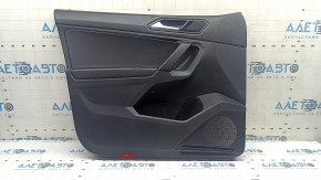 Black front left door panel for a VW Tiguan 18-20, with a buzzer, black leather armrest, leather insert, broken fastener, peeling handle cover