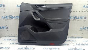 Black front right door panel for a VW Tiguan 18-20, black leather armrest, leather insert, with a squeaker, scratches, peeling handle coating, needs cleaning