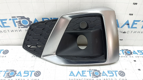 Left front bumper grille for Audi A5 F5 20-25 with radar, black, chrome molding, S-Line