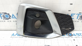 Right front bumper grille for Audi A5 F5 20-25, radar-mounted, black, chrome molding, S-Line, scratches, cracks