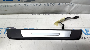Audi E-Tron 19-23 black outer rear right door sill trim with chrome and backlight, worn