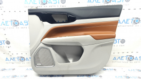 Jeep Compass 22-26 front right door panel, gray and black, brown leather insert, Alpine, dry-cleanable