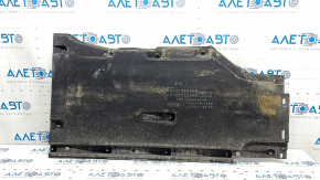 The left underbody protection of the Audi A5 F5 18-18 5D is pressed and worn.