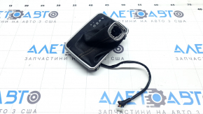 Jeep Compass 22-26 shifter cover, black leather, brown stitching, chrome trim. Gloss black, scratches.