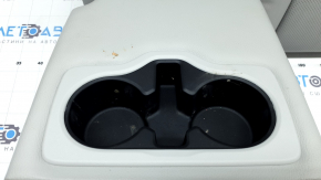 Left rear seat back, 2nd row, Jeep Compass 22-26, gray leather, white + brown stitching, perforation, with belt, with armrest, dry-cleanable