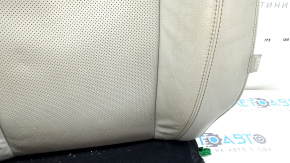 Driver's seat back upholstery for a Jeep Compass 22-26, gray and black leather, brown and white stitching, perforated, heated, dry-cleanable, scratches