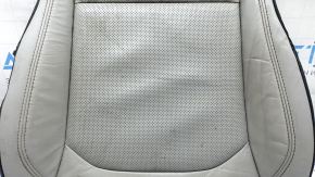 Driver's seat cushion upholstery for a Jeep Compass 22-26, gray and black leather, brown and white stitching, perforated, heated, dry-cleanable