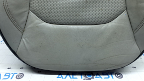 Driver's seat cushion upholstery for a Jeep Compass 22-26, gray and black leather, brown and white stitching, perforated, heated, dry-cleanable