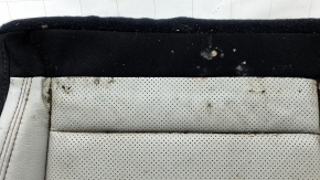 Jeep Compass 22-26 passenger seat cushion upholstery, gray and black leather, brown and white stitching, perforated, heated, dry-cleanable