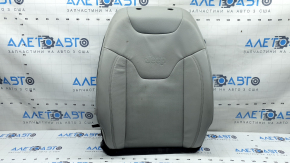 Jeep Compass 22-26 passenger seat back upholstery, gray and black leather, brown and white stitching, perforated, heated, dry-cleanable